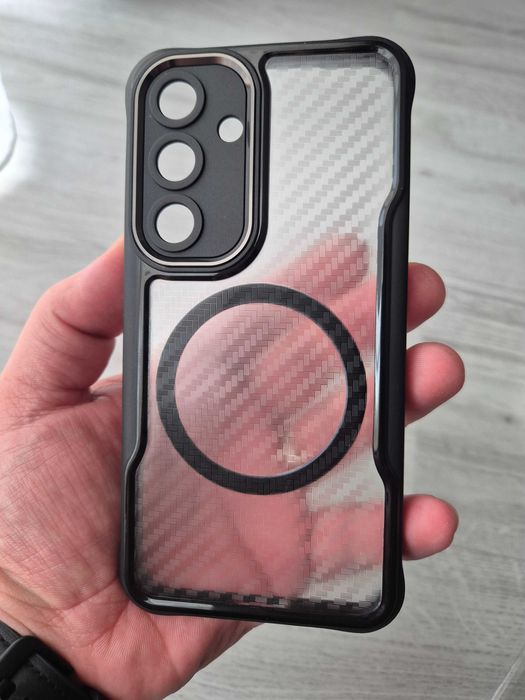 Husa Samsung S25/S25+/S24/S24+ cu insertii carbon, mov, albastru