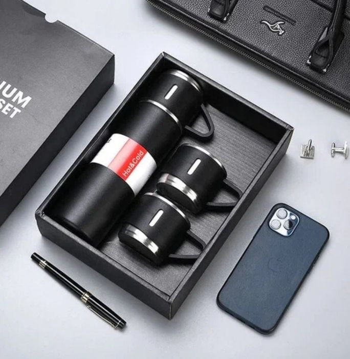 Термос из нержавеющей стали 316 +3кружки гравировка и логотип поставит