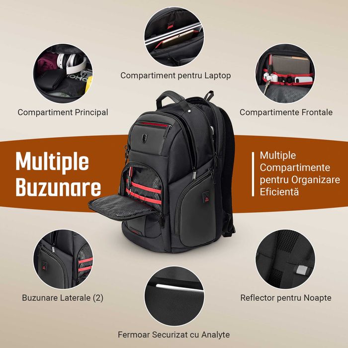 Rucsac 46L, Rucsac Laptop , Ghiozdan Impermeabil