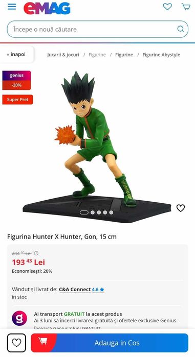 Figurina Hunter X Hunter, Gon, 15 cm