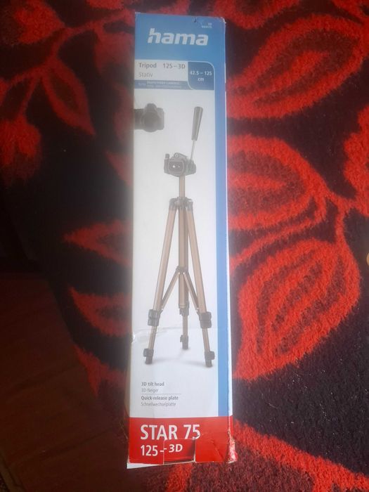 Trepied Hama 125-3D( 42.5-125 cm)- Star 75 L. Folosit pentru filmari, in special camera foto si telefon dar mai mult camera foto, are si suport inclus