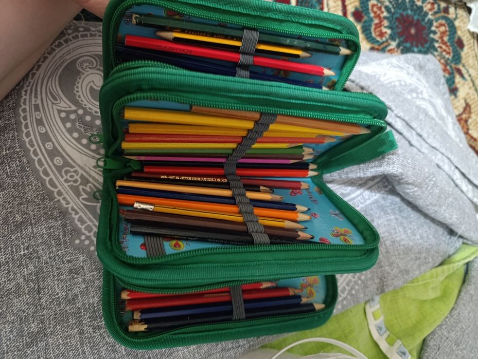 Пенал школьный с карандашами