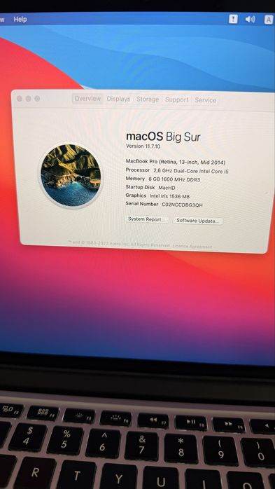 Macbook pro 13 mid 2014 256gb 8gb ram