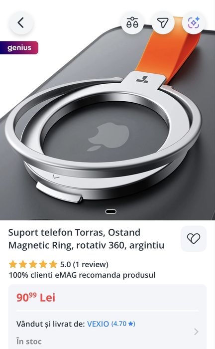 Suport telefon Torras magnetic halo ring magsafe holder