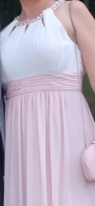 Rochie eleganta alb cu roz