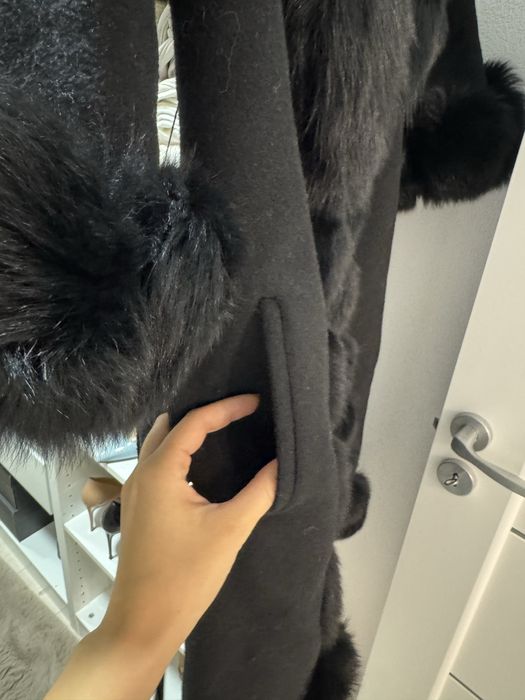 Palton lana cu blana naturala