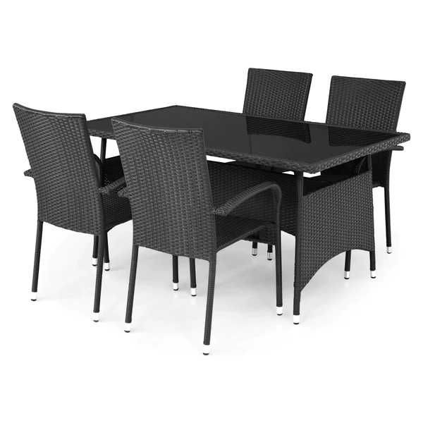 Set mobilier exterior gradina/terasa, 4 scaune si masă 150 x 90 Negru