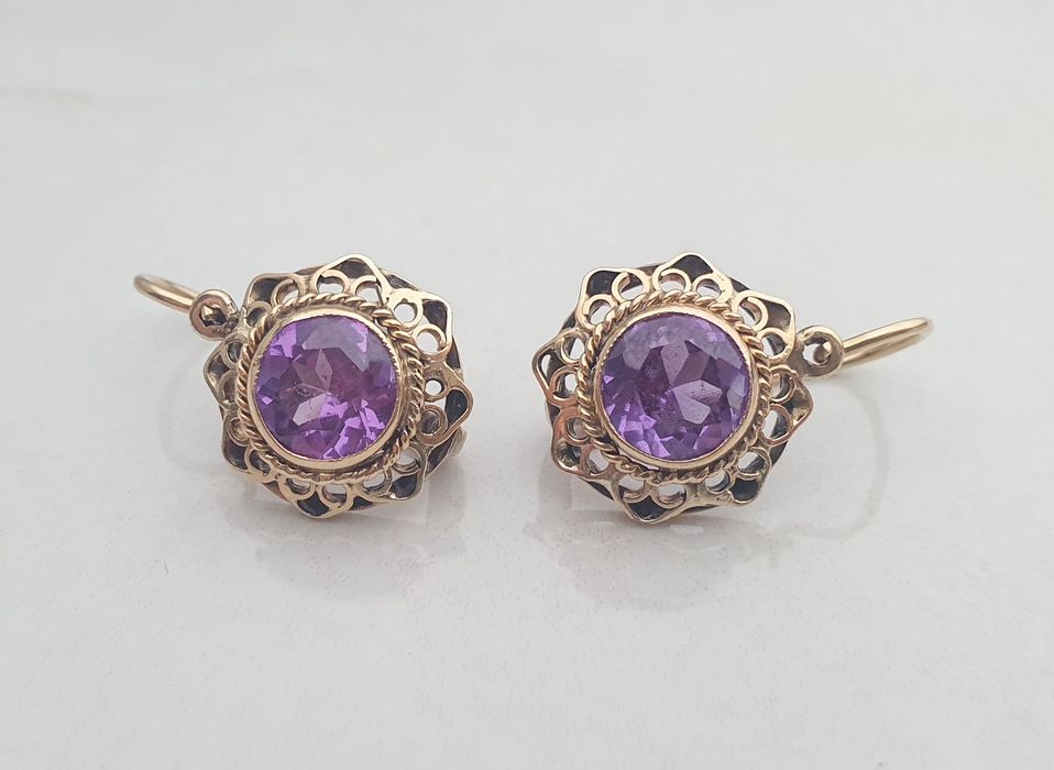 Cercei din aur de 14K cu alexandrite și filigram lucrat manual – 5,58