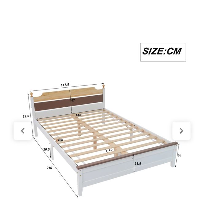 MDF - 140x200 cm, pat dublu Pat din lemn, cadru lemn de pin