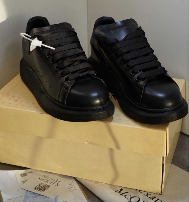 Adidasi Alexander McQueen negri black piele naturala