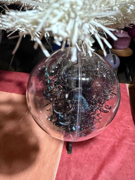 Globuri transparente de Crăciun cu șpan metalic - 10 cm, 10 bucăți