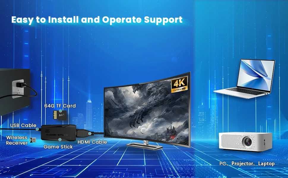 M8 4K Consolă Jocuri Wireless Controller GamePad 20k+ Retro Games_NOU