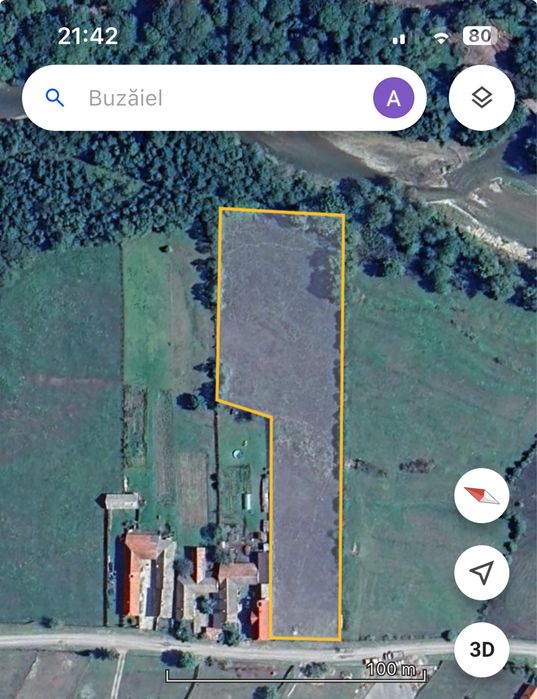 Teren intravilan cu râu  Vama Buzǎului 6070mp