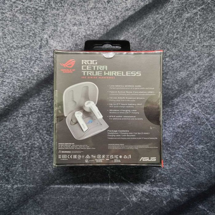 Беспроводная "игровая" гарнитура Asus ROG Cetra TWS [White|Белый]