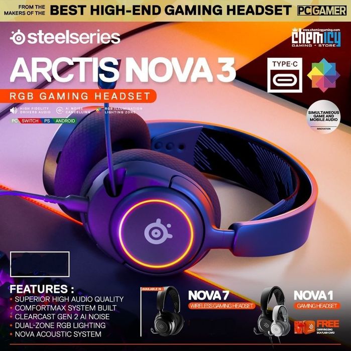 Steelseries Arctis Nova 3 RGB Проводные Наушники/Гарнитура