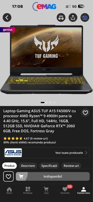 Vand Laptop Gaming Asus TUF A15