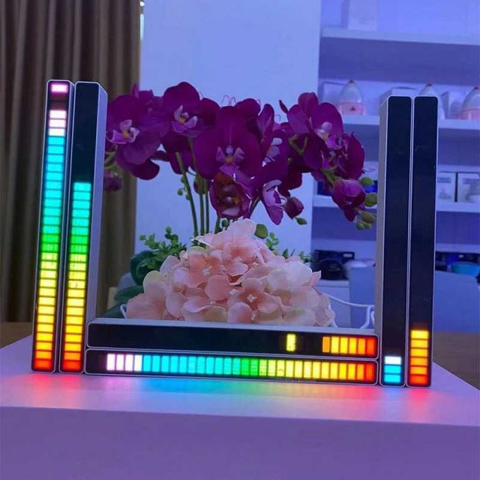 Bara led RGB cu activare sonora VU METRU cu led-uri jocuri lumini