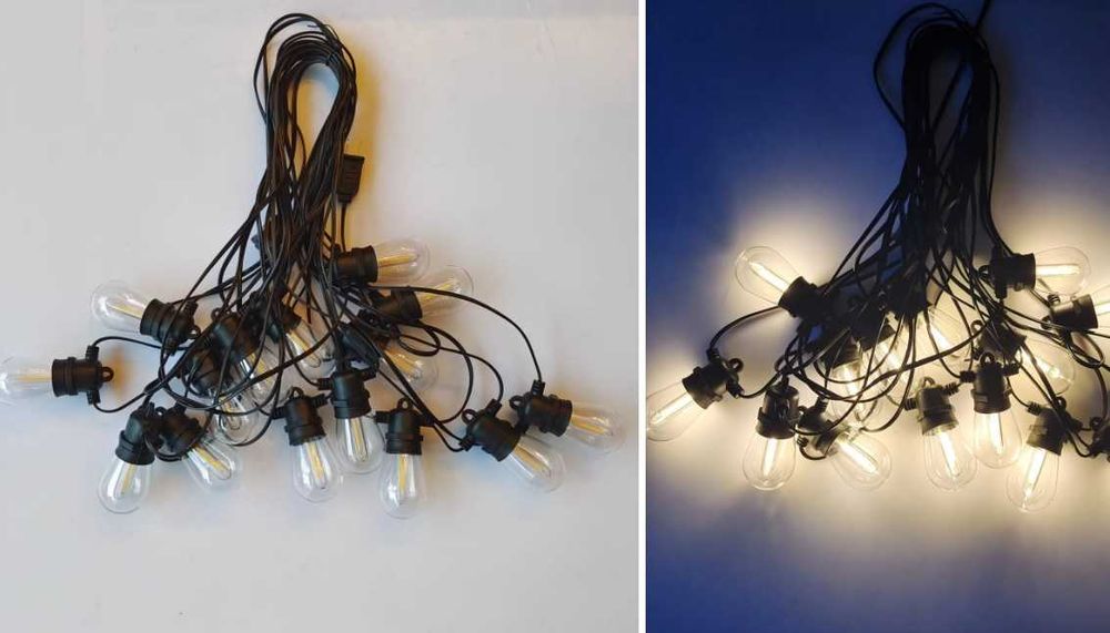 Ghirlandă 15M cap rotund si agatatoare pe fiecare dulie, 2 bec rezerva