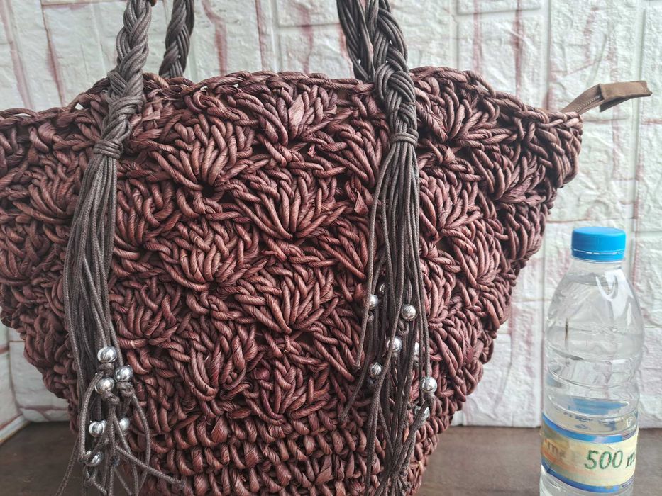 дамска сламена чанта,сламена торба,плетена кошница