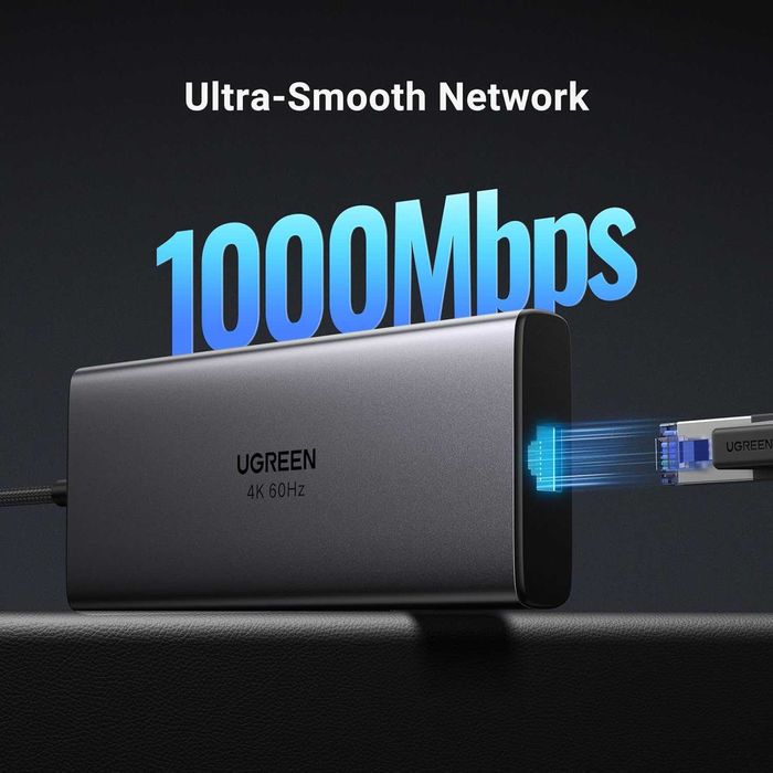 Док станция UGREEN Revodok Pro 9в1 PD100W Gigabit Ethernet 4k60Hz