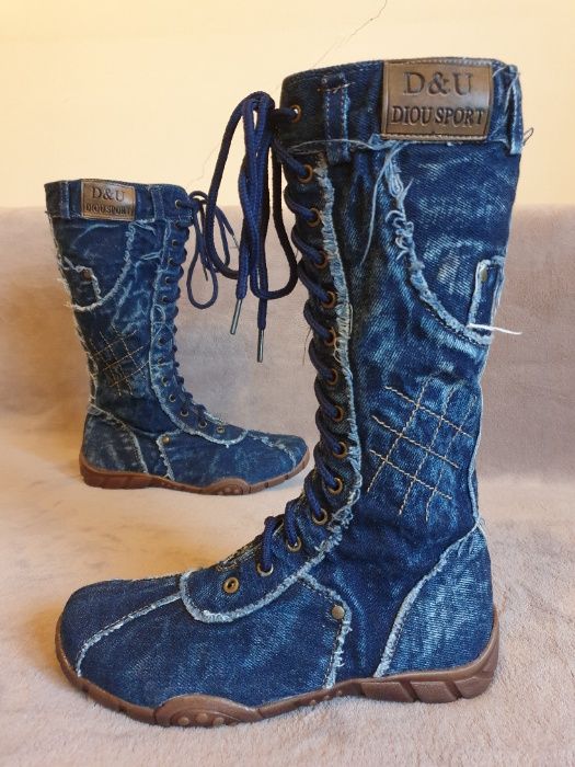 Ghete inalte din blug/Tenisi inalti, marimea 37 si 38, noi