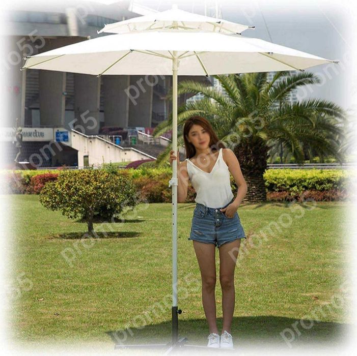 Голям чадър 220см. с двоен покрив за стабилност при вятър, 4 цвята