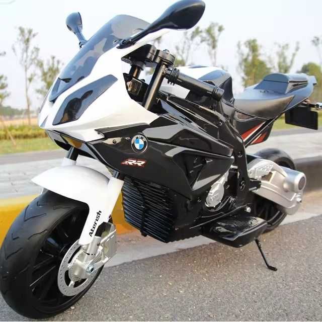 Motocicleta electrica copii 12V 90W BMW 528 RR roti eva  scaun piele