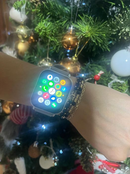 Set 2 ceasuri Smartwatch,gri și bej, compatibil Android/ iOS