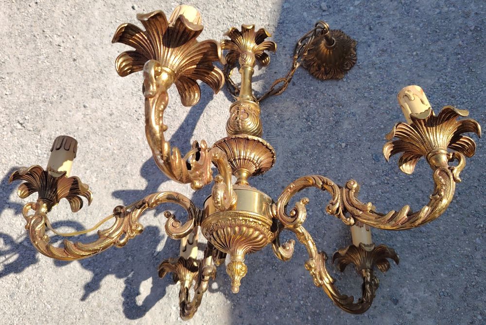 Superb candelabru antic in stilul francez Louis cu 5 brațe ,piesa cu o