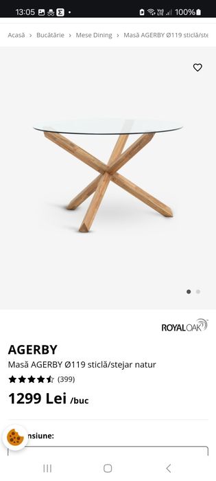 Masa rotunda sticla jysk