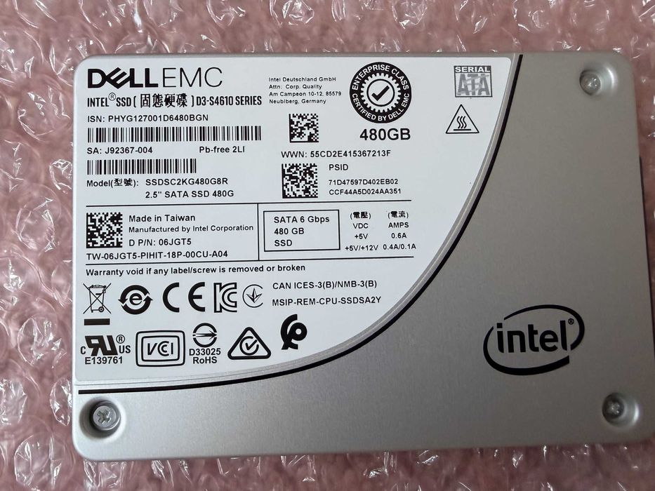 Dell Intel SSD D3-S4610 480GB – 100% Health, само 1GB записан SATA SSD SSDSC2KG480G8R