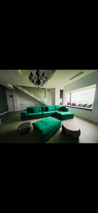 Vand canapea coltar Divani and Sofa verde - puf de gasca integral