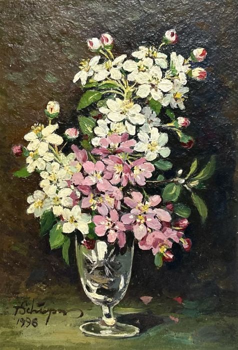 T Schipor Tablou Natura Statica Vas cu Flori de Mar pictura ulei