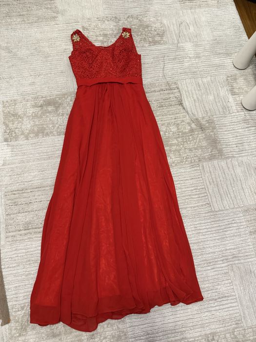 Платье красное низ шифон