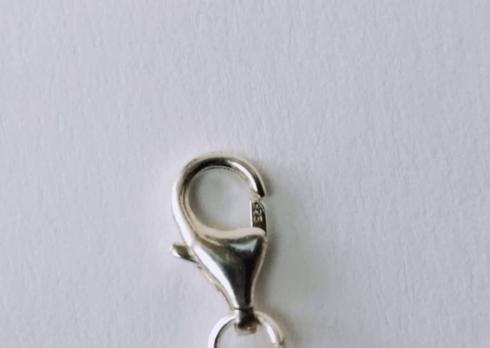 Vechi charm pandantiv argint 925, in forma de inima, din sticla de Murano, albastru deschis