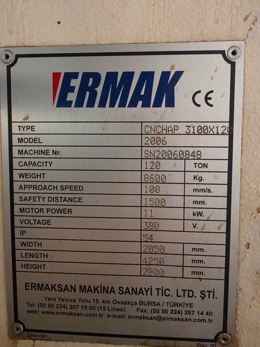 Masina de indoit tabla abkant hidraulic CNC Ermaksan