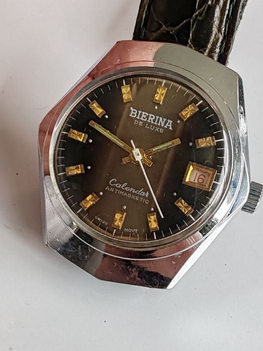 Ceas Bierina De Luxe Mecanic Elvețian 38,5 x44 mm Funcționează excelent!