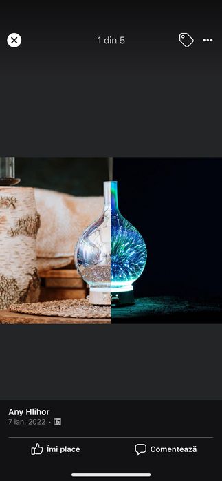 Aromadifuzor 3D Ball din sticla pentru uleiuri esentiale