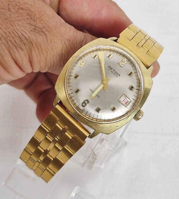 Ceas bărbătesc Betina mecanic, vintage, cu 17 rubine, din oțel inoxidabil, Swiss made.