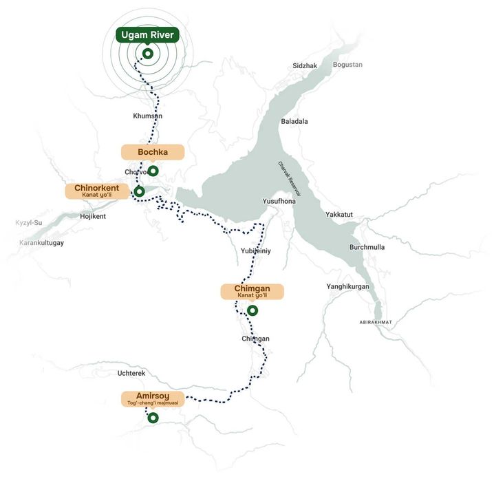 Премиум квартира 2 хона УГАМ РИВЕРда, дарё бўйида, ресторан, бассейн..