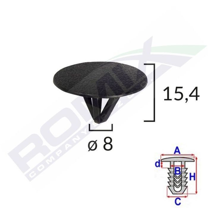 Clips fixare izolatie capota Hyundai Accent/Elantra/Getz/I20/I30/Ix35/Ix55/Santa Fe/Sonata/Tucson/Veracruz; Kia Carnival/Sedona/Cee'