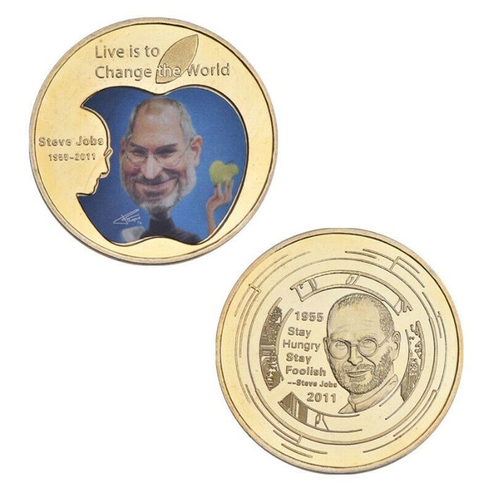Колекционерски сет от пет монети в кутия с Apple и Стив Джобс.