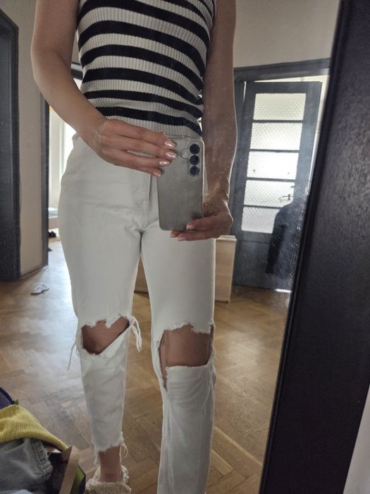 Бели дънки Zara, размер EUR 38