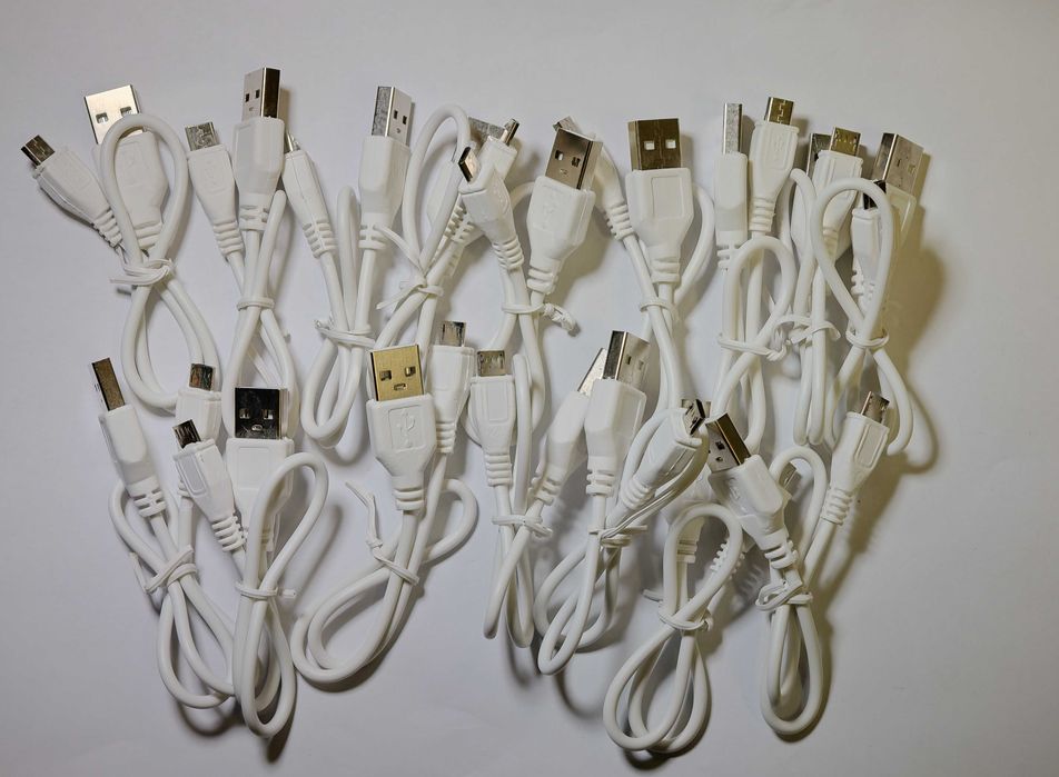 Lot 16 x Cablu încărcare USB la Micro-USB, 32 cm, alb noi functionale