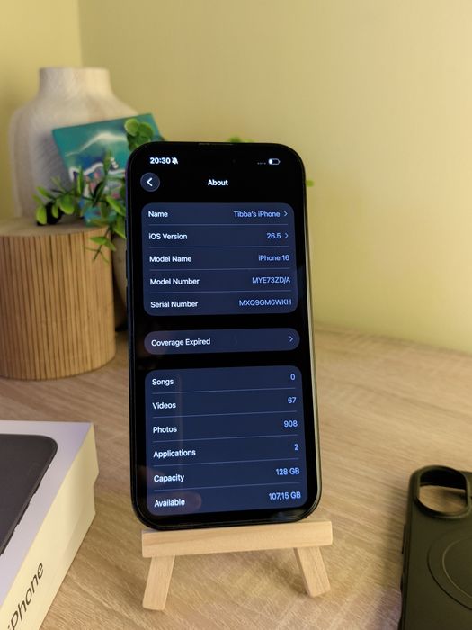 Iphone 16 128gb 90% bat., Black, Full box + 3 huse