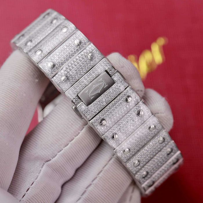 Cartier santos 100 сребро/ пълен диамант