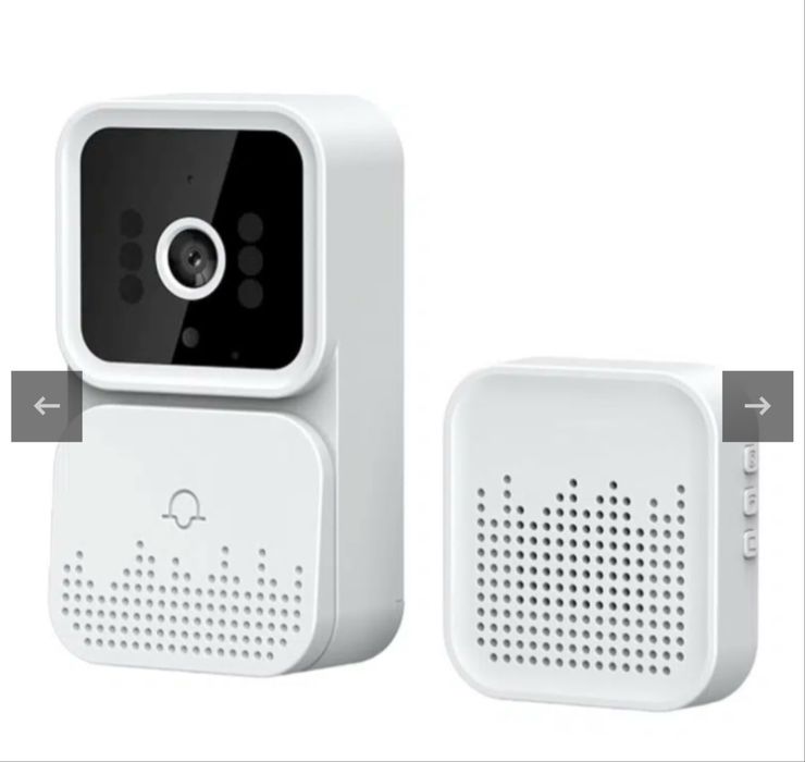 Sonerie usa inteligenta fara fir distanta 30m Wi-Fi, cu camera, schimbare de voce, stocare imagini in cloud, alb