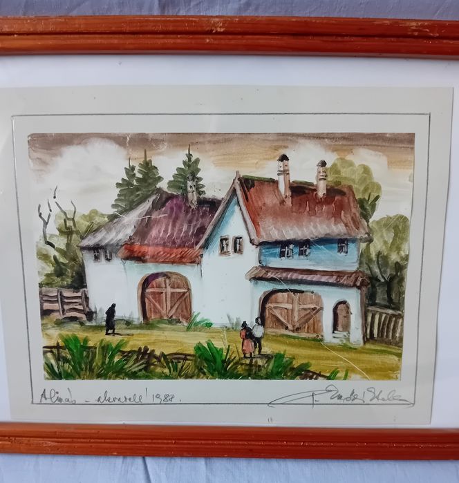 Pictură - Acuarelă - Péli Emődi Etelka: Almás - 1988