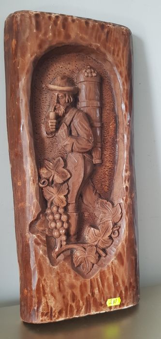Măsuță/tablou vechi din lemn și marmură
