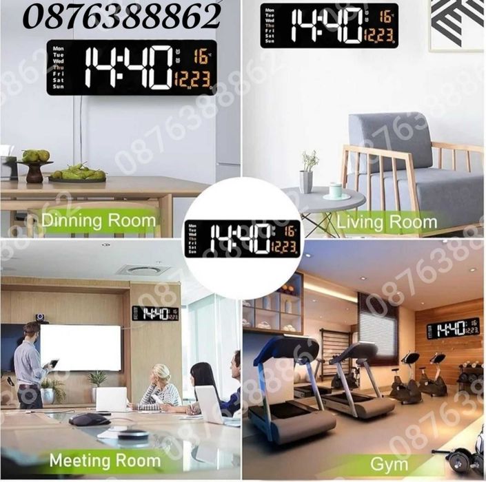 Електронен часовник с голям лед дисплей и дистанционно
